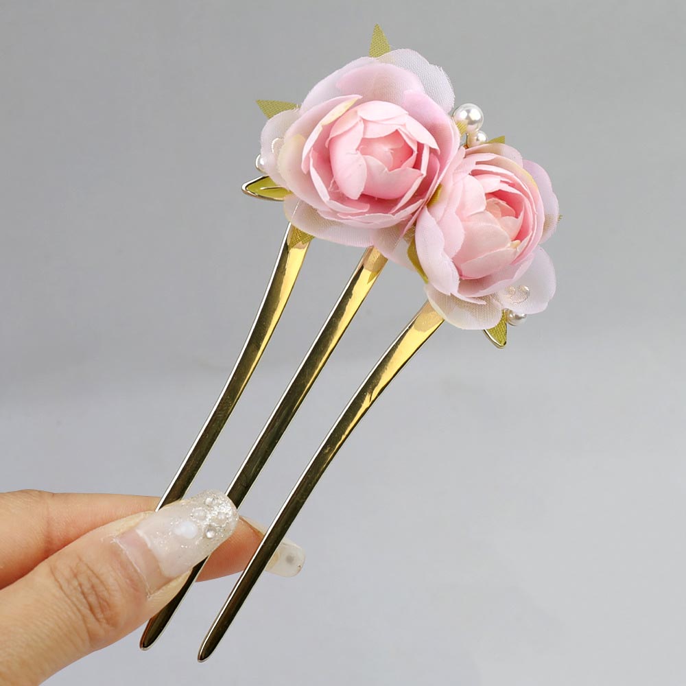 Vintage Peony Bun Maker Hair Comb Pins