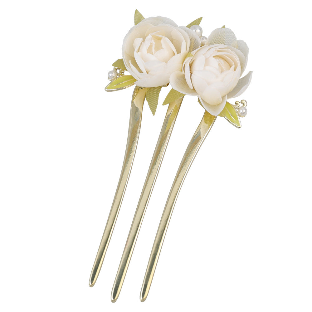 Vintage Peony Bun Maker Hair Comb Pins