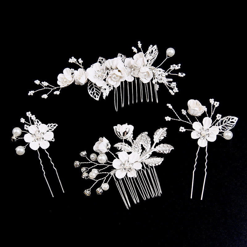SheFav Wedding Silver Leaves Flower Hair Combs Bride Headpieces Hair Clip