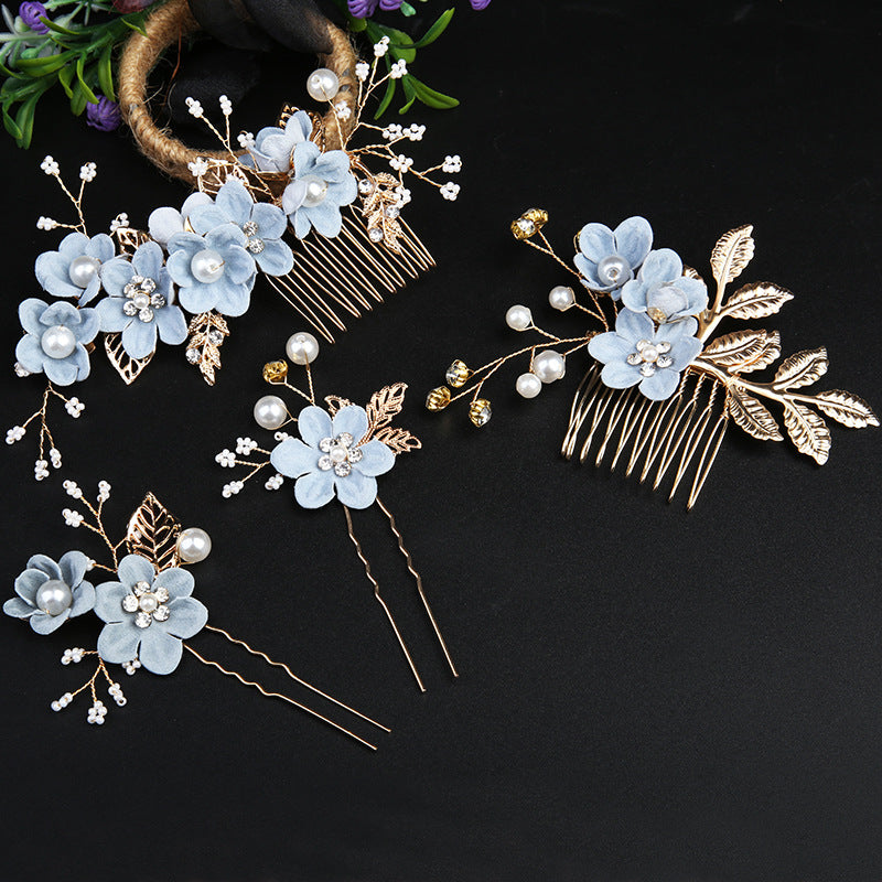 Wedding Bridal Golden Leaves Flower Hair Combs