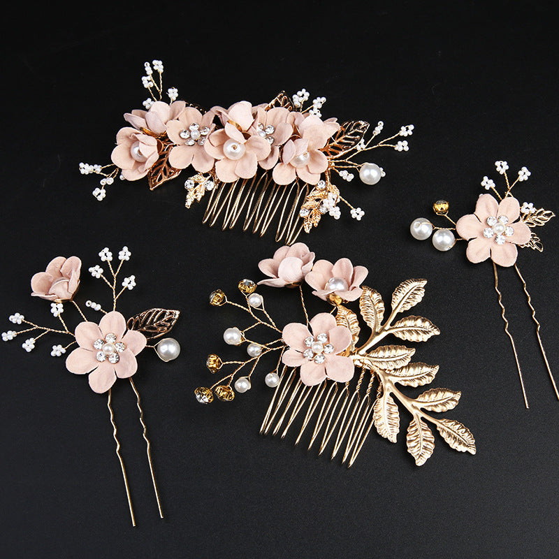 Wedding Bridal Golden Leaves Flower Hair Combs