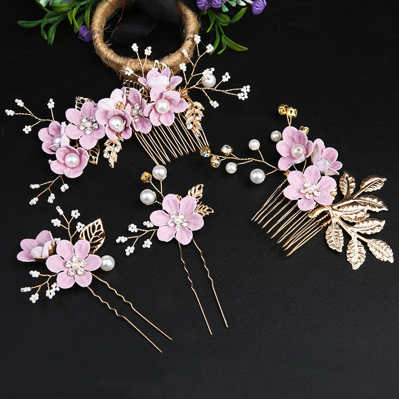 Wedding Bridal Golden Leaves Flower Hair Combs