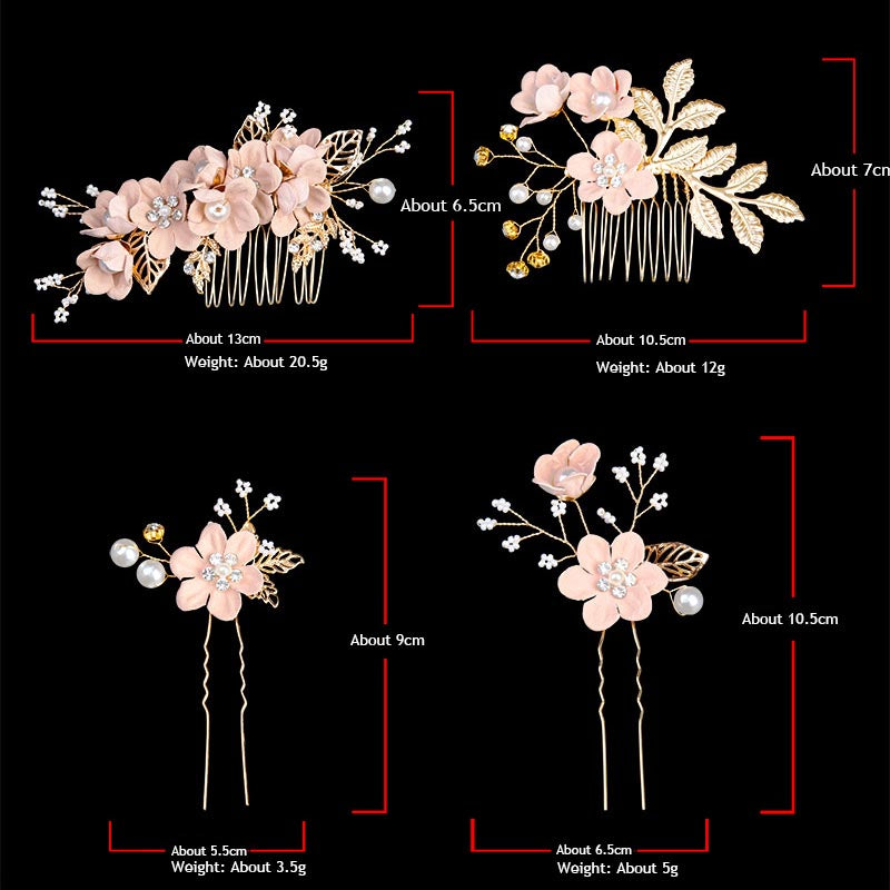 Wedding Bridal Golden Leaves Flower Hair Combs