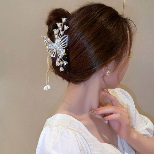 Diamond Handmade Butterfly Tassel Hair Claw Clips