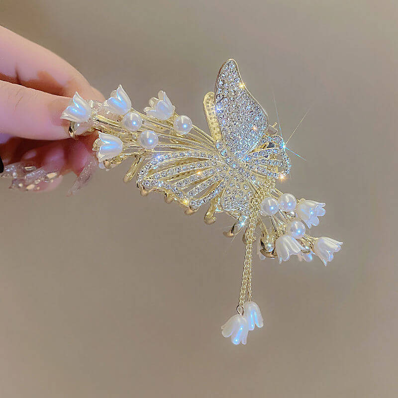Diamond Handmade Butterfly Tassel Hair Claw Clips