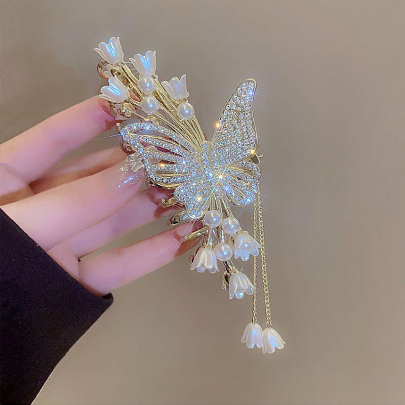 Diamond Handmade Butterfly Tassel Hair Claw Clips