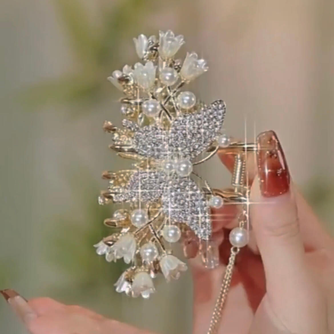 Diamond Handmade Butterfly Tassel Hair Claw Clips