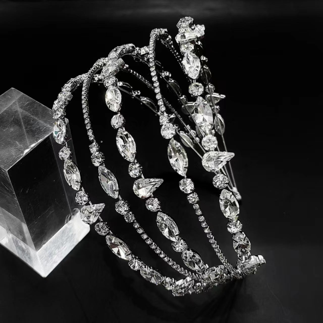 Stunning Multi-layered Crtstal Headband for Bride - SHEFAV