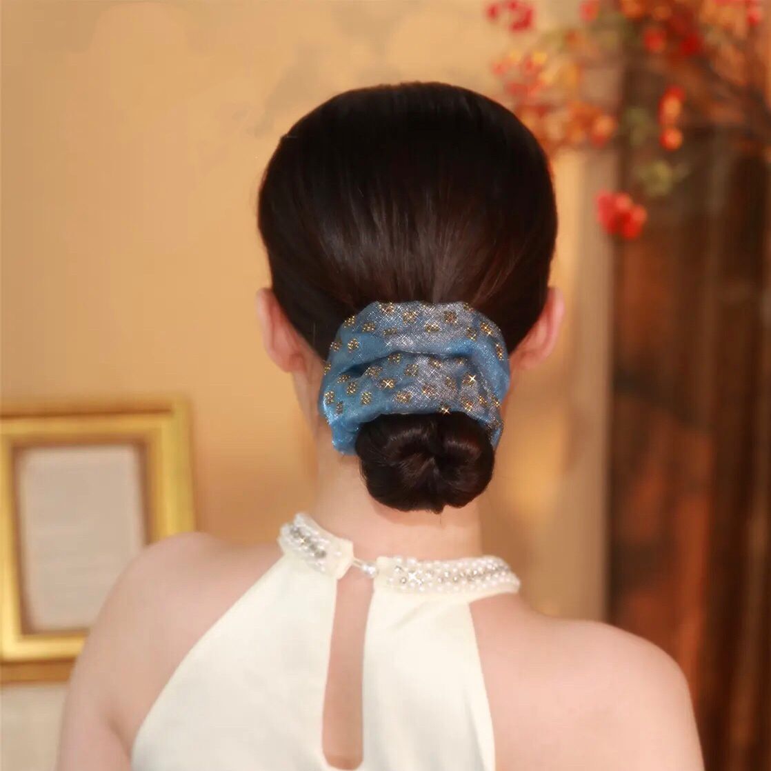 Handmade Large Mesh Plaid Hair Tie Scruchies