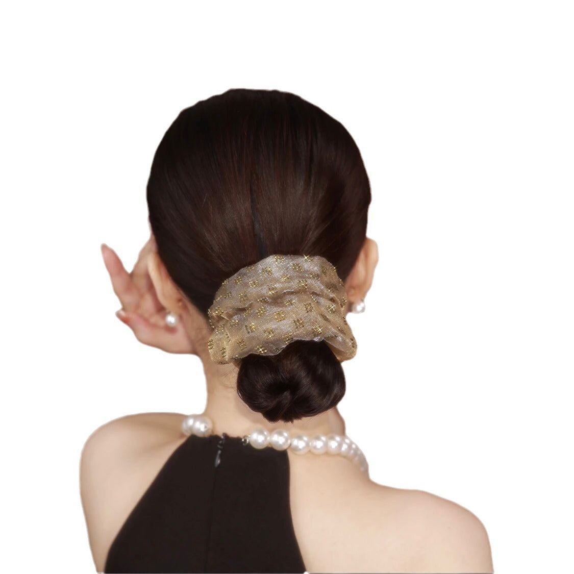 Handmade Large Mesh Plaid Hair Tie Scruchies
