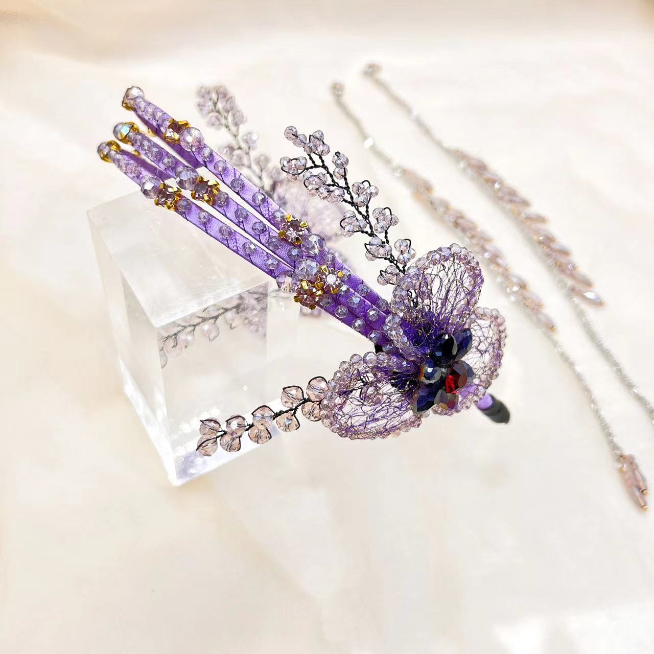 Vintage Handmade Knitted Flower Tassel Headband - SHEFAV