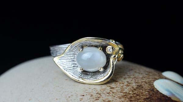 Silver gem stone ring precious stone jewelry SheFav