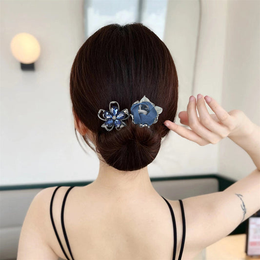 Handmade Flower Crystal Hair Pin Hairstyle Twist Clips