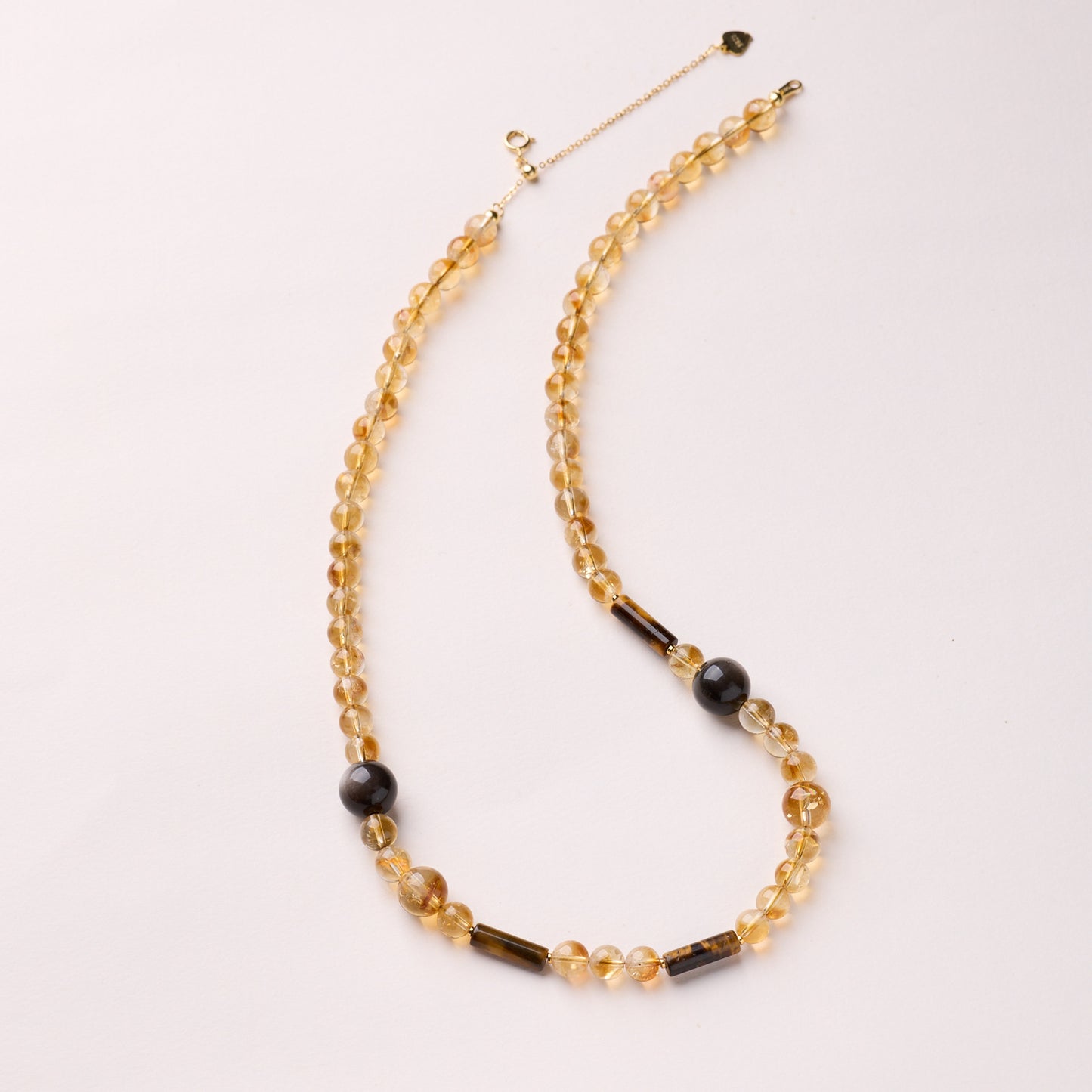 Natural Crystal Golden Citrine Tiger's Eye Necklace