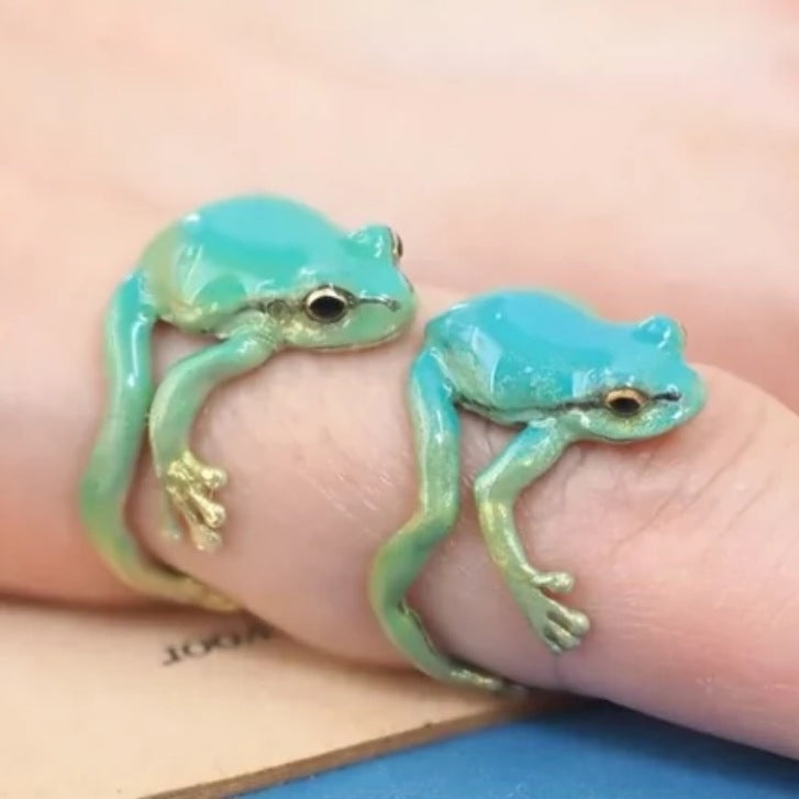 SheFav Cute Green Quirky Frog Open Adjustable Ring