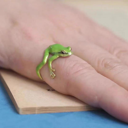 SheFav Cute Green Quirky Frog Open Adjustable Ring