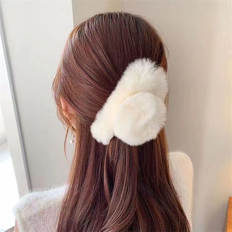 Cute Large Fuzzy Hair Claw Clip for Thick Thin Hair-SHEFAV