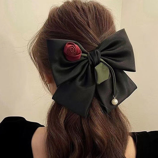 Cute Rose Flower Big Bow Hair Clips