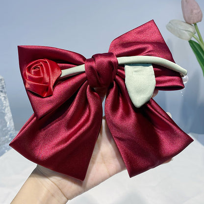 Cute Rose Flower Big Bow Hair Clips