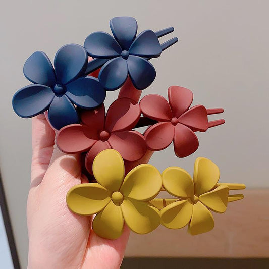 Solid Flower Hair Clips Claws Bun Updo Holders