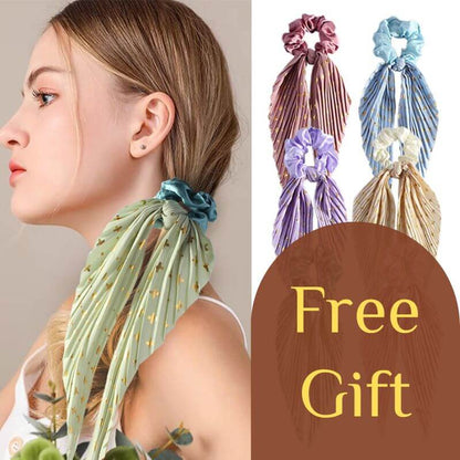 Vintage Handmade Pleated Scrunchie with Ribbon