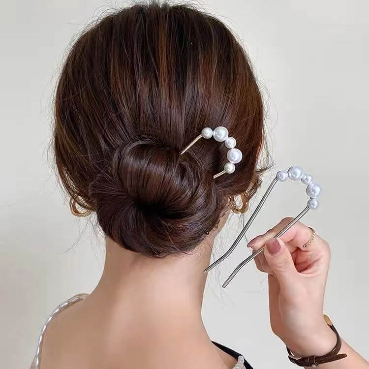 French Pearls Hair Forks U Shaped Hair Pins Clips