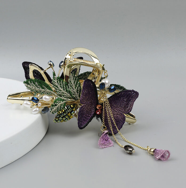 Handmade Butterfly Tassel Hair Claw Clips