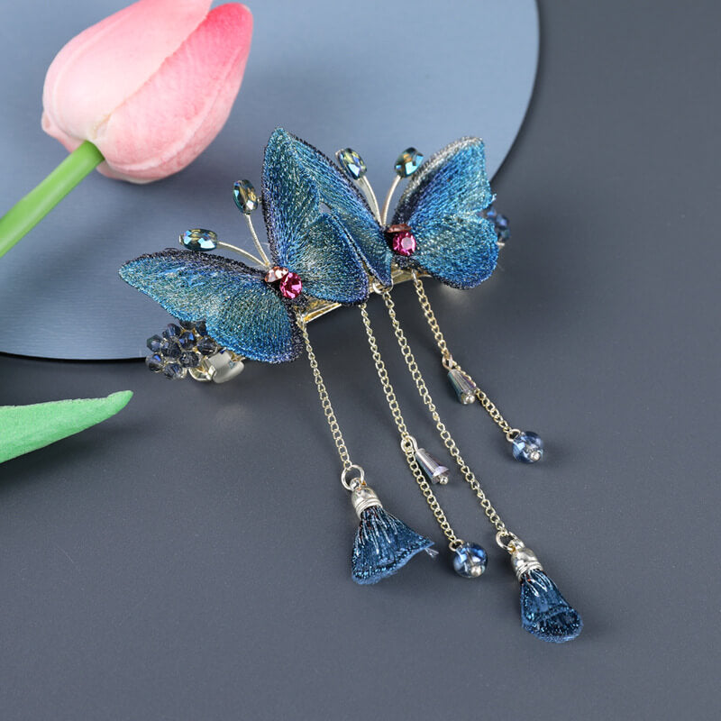 Handmade Butterfly Crystal Spring Hair Clips