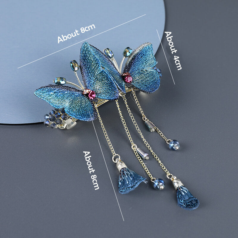 Handmade Butterfly Crystal Spring Hair Clips