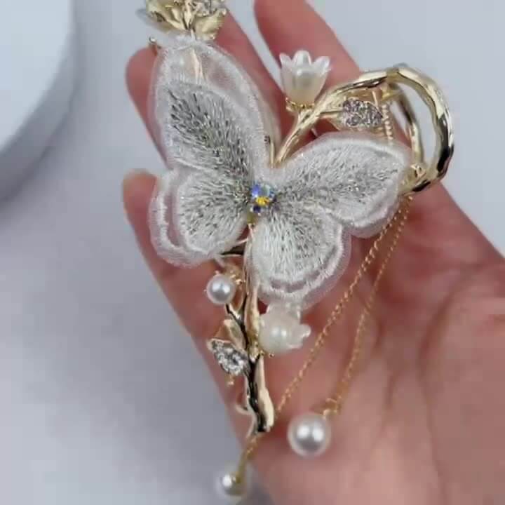 Handmade Embroidery Butterfly Hair Claw Clip