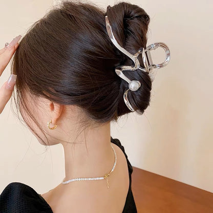 Handmade Pearl Flower Hair Claw for Long Hair - SHEFAV