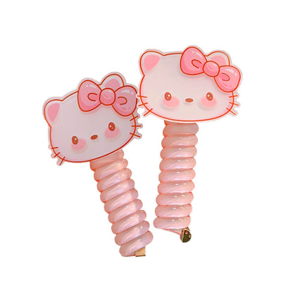 5PCs Hello Kitty Phone Wire Hair Bands Ponytail Holder for Kids