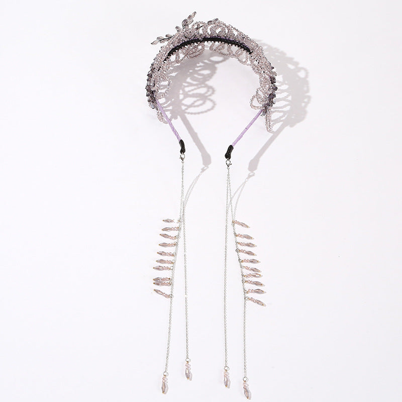 Luxurious Crystal Handmade Knitted Beads Headband- SHEFAV