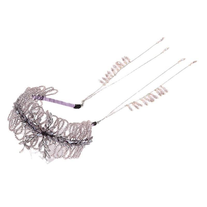 Luxurious Crystal Handmade Knitted Beads Headband- SHEFAV