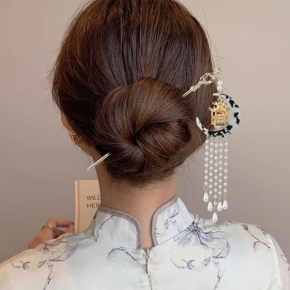 Moon Tassel Lantern Hair Clasp Hair Pin