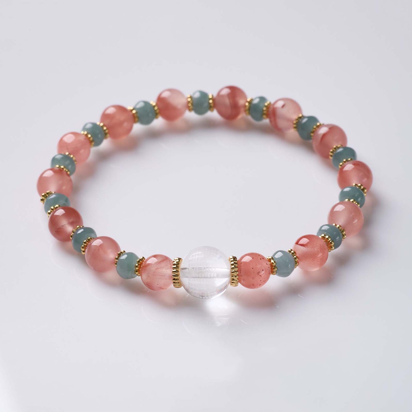 Natural Cherry Red Agate Blue Water Jade Healing Bracelet