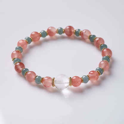 Natural Cherry Red Agate Blue Water Jade Healing Bracelet
