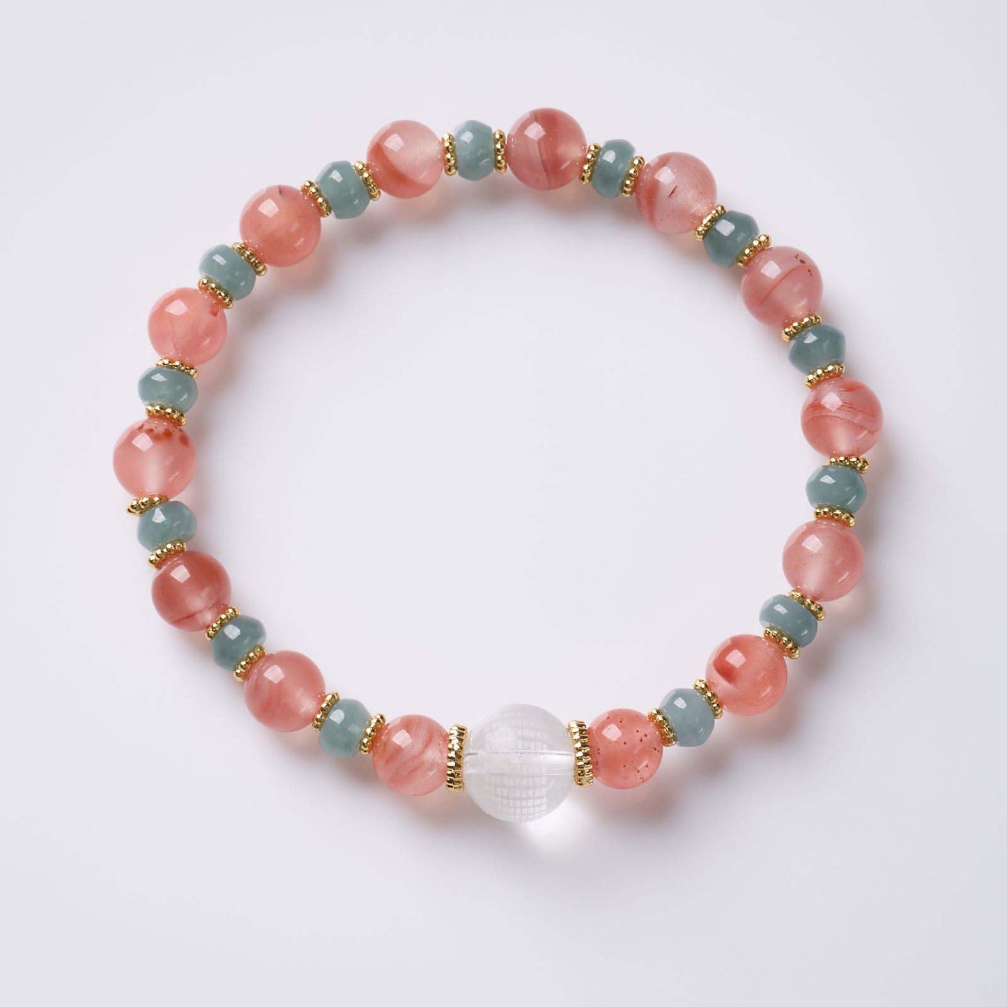 Natural Cherry Red Agate Blue Water Jade Healing Bracelet