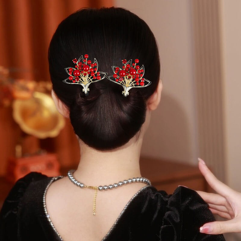 SheFav Red Pearl Easy Updo Hairstyle Tool Twist Hair Clips