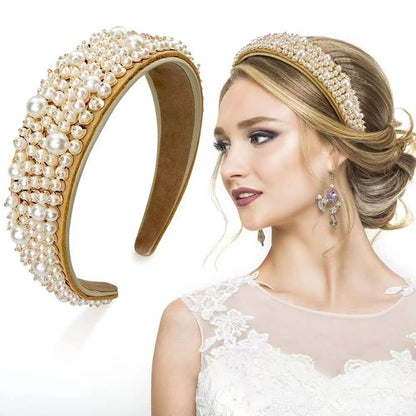 Handmade Baroque Pearls Broad Headband