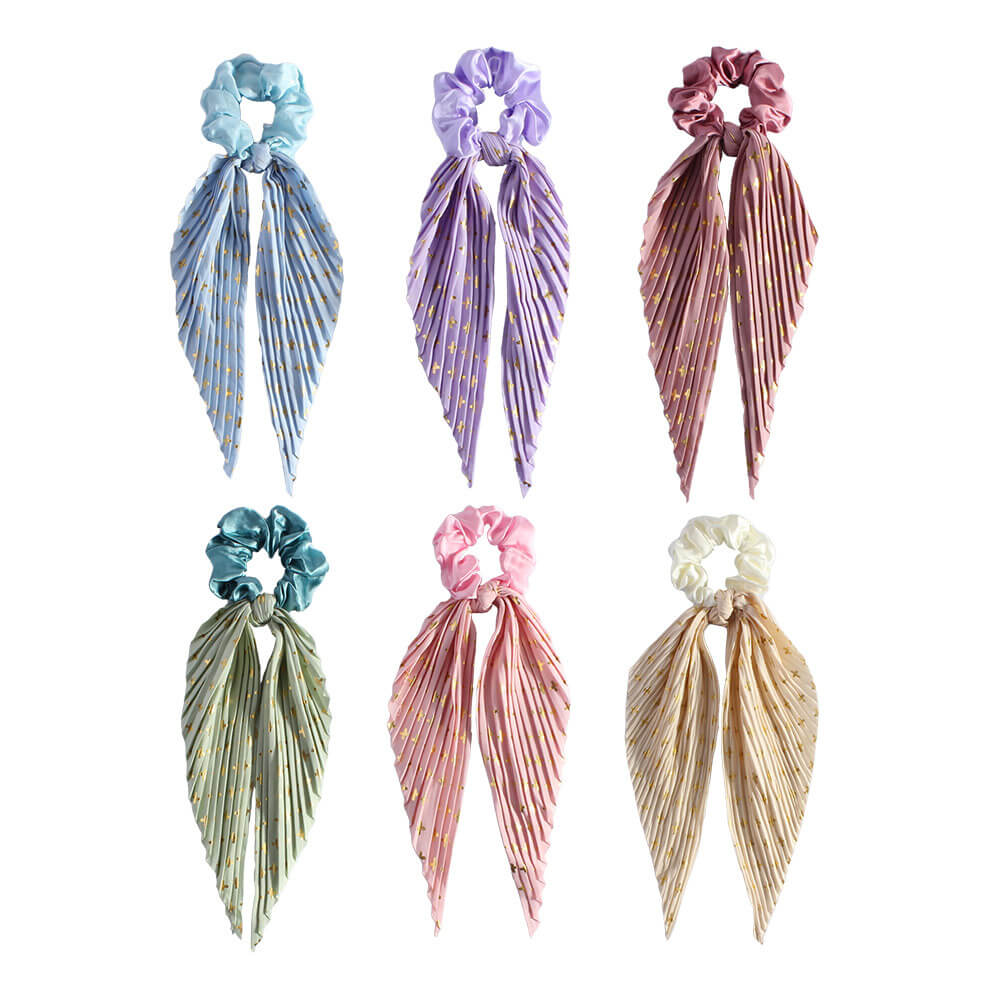 Vintage Handmade Pleated Scrunchie with Ribbon