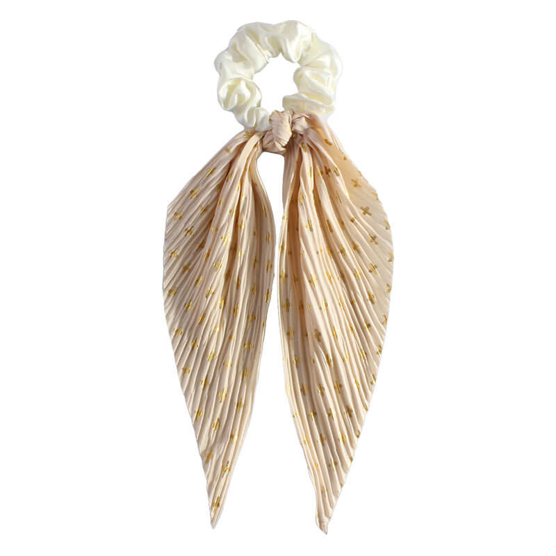 Vintage Handmade Pleated Scrunchie with Ribbon