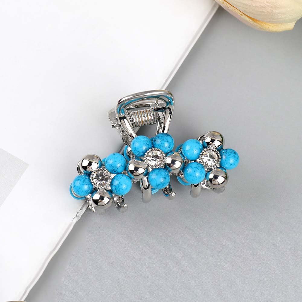SheFav Large Turquoise Hair Claw Clip For Thick Hair, Vintage Alloy Shark Clip For Updo Hairstyles