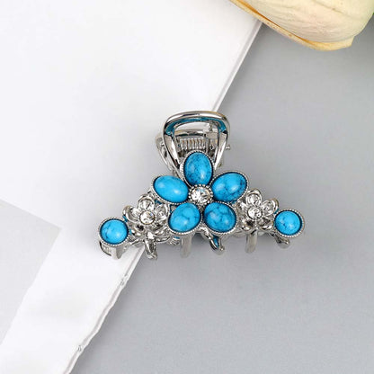 SheFav Large Turquoise Hair Claw Clip For Thick Hair, Vintage Alloy Shark Clip For Updo Hairstyles