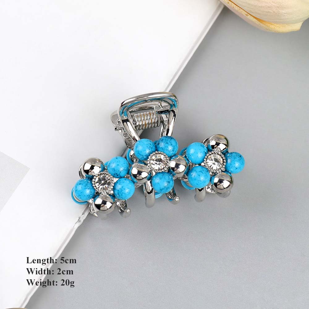 SheFav Large Turquoise Hair Claw Clip For Thick Hair, Vintage Alloy Shark Clip For Updo Hairstyles