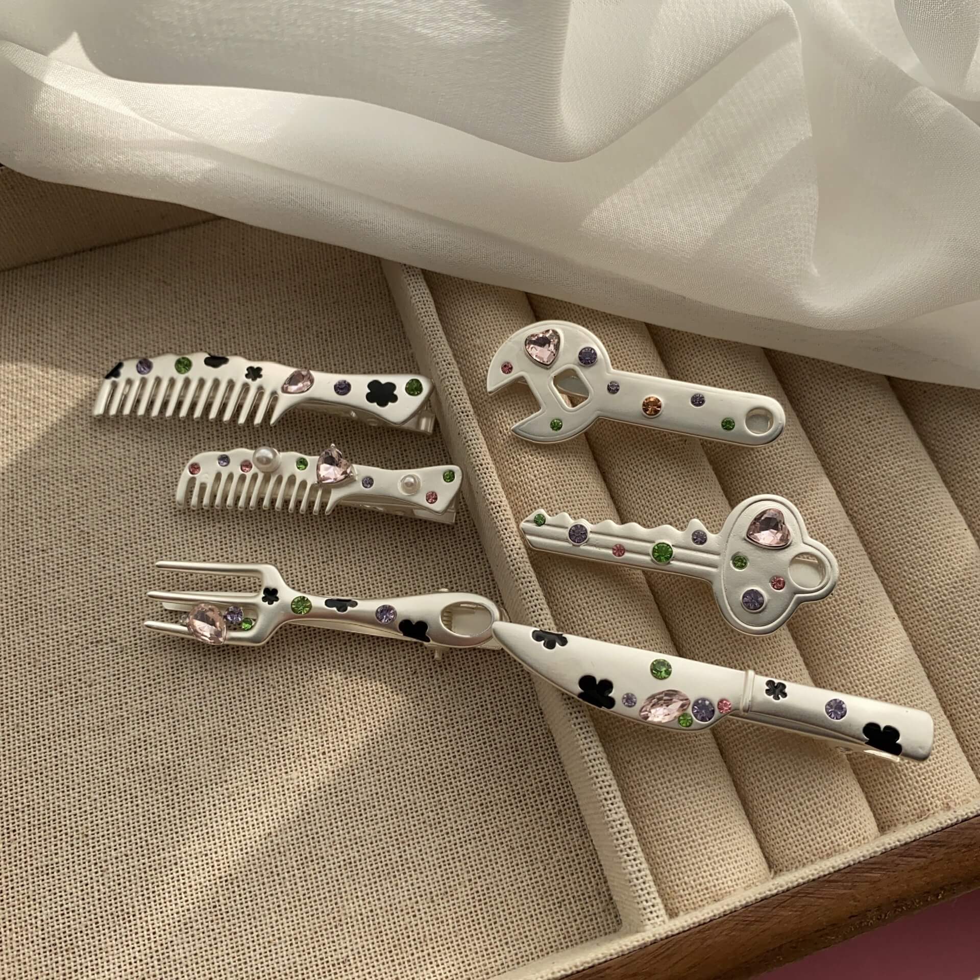 SheFav Sweet Fork Girl Bangs Clips Side Hair Clips