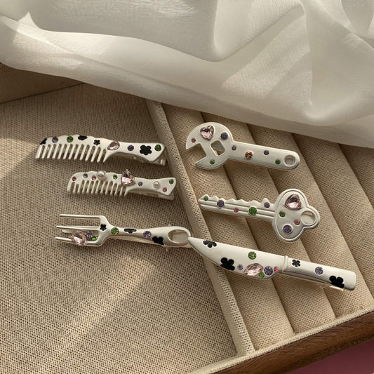 SheFav Sweet Fork Girl Bangs Clips Side Hair Clips