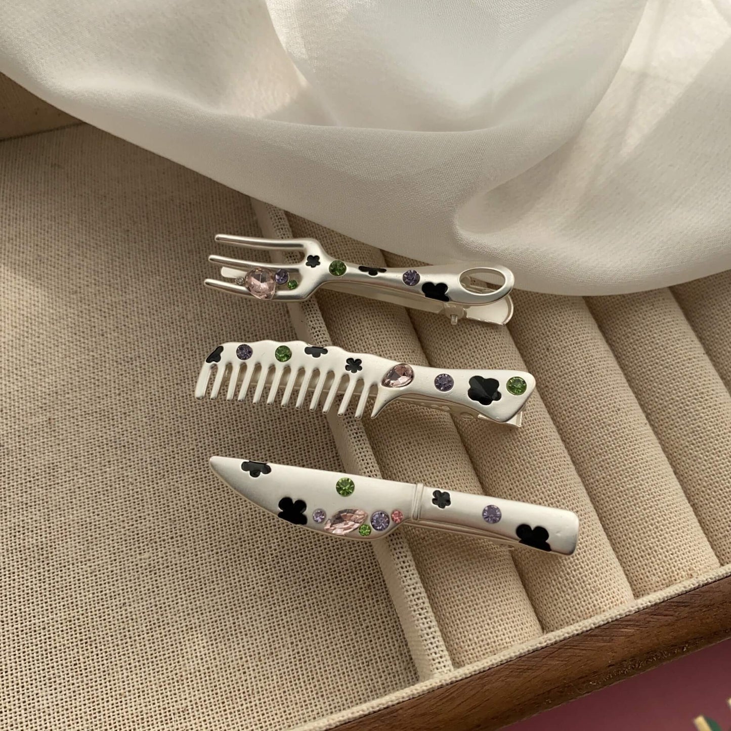 SheFav Sweet Fork Girl Bangs Clips Side Hair Clips