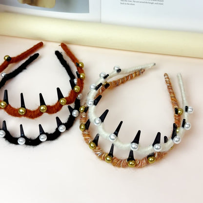 Handmade Pearl Knitted Headband with Claws