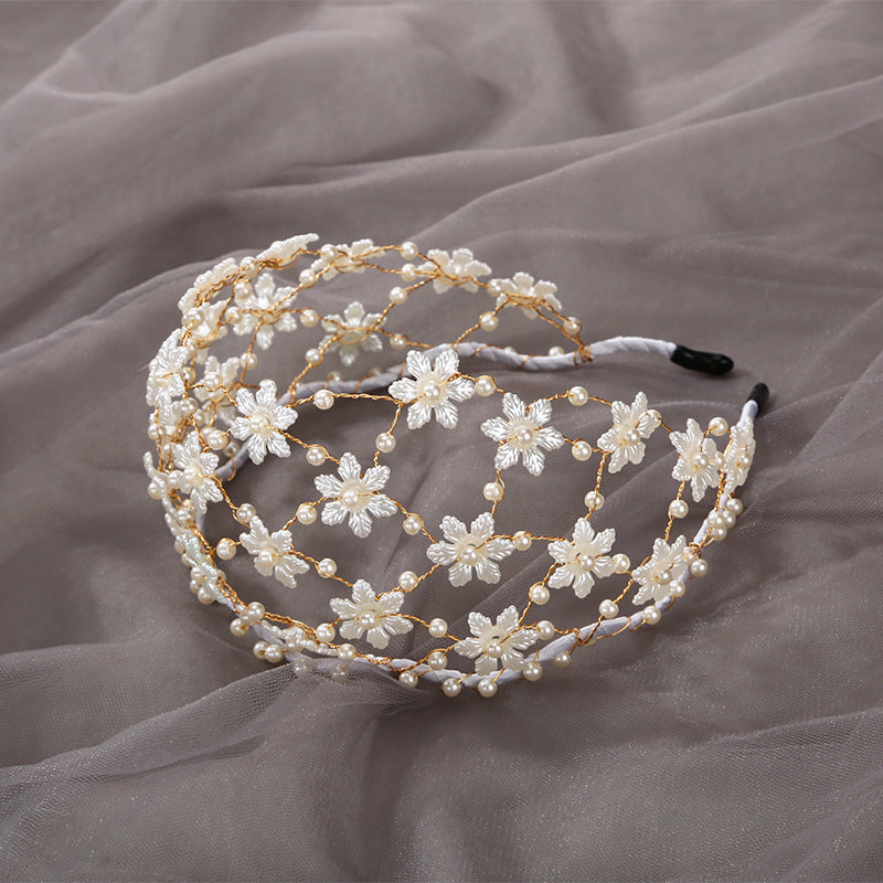 Vintage Handmade Flower Knitted Net Headband - SHEFAV